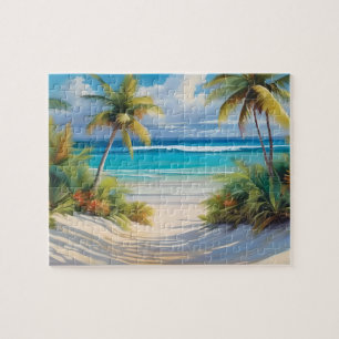 Puzzle Paraiso Tropical Colorido Mar y Palmeras