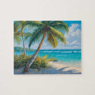 Puzzle Paraiso Tropical Colorido Mar y Palmeras