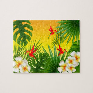 Puzzle Paraíso tropical con colibríes