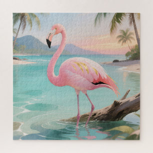 Puzzle Paraíso Tropical del Flamenco Rosa