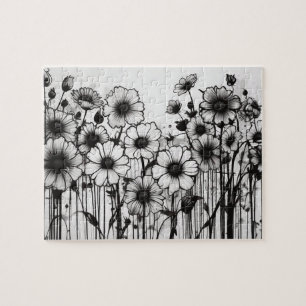 Puzzle Parche Daisy de Bonito gótica blanca y negra