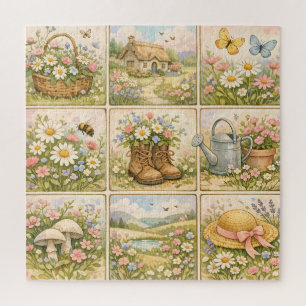 Puzzle Parche de jardín de flores silvestres Cottagecore
