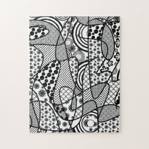 Puzzle Parche de Patrón de Negro y Blanco 02