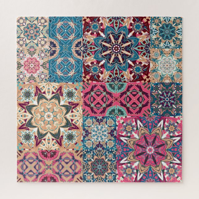 Puzzle Parche floral: patrón de cuadros de época. (Vertical)