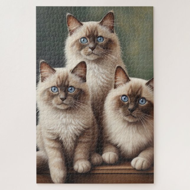Puzzle Pareja Adorable de Ragdoll Kittens Gato Dulce (Vertical)