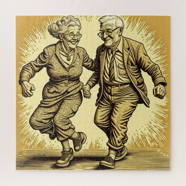 Puzzle Pareja de ancianos lindos bailando (Vertical)