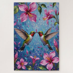 Puzzle Pareja de colibríes Flor iridiscente Amor