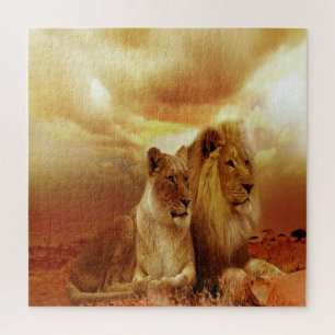 Puzzle Pareja De Leones Al Azar