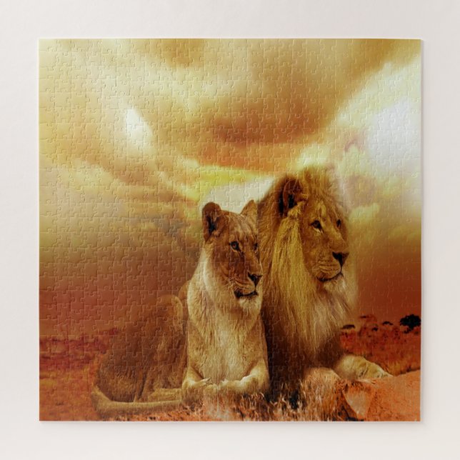 Puzzle Pareja De Leones Al Azar (Vertical)