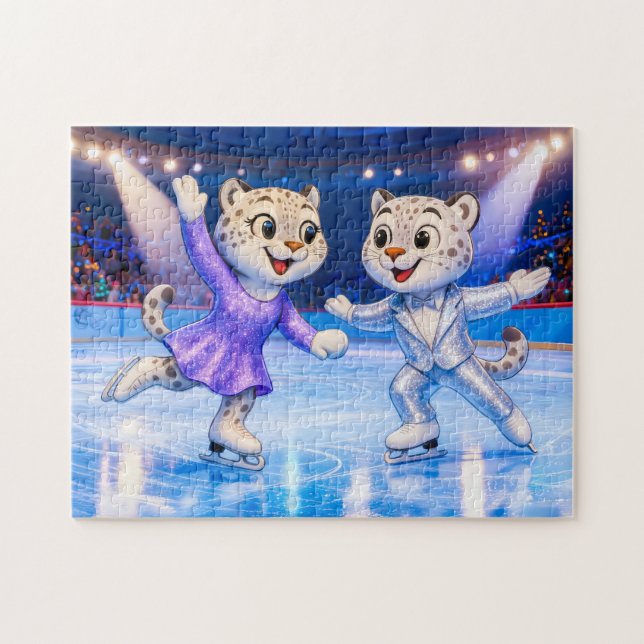 Puzzle Pareja de leopardos de las nieves realizando una r (Horizontal)