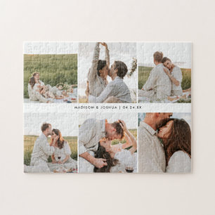 Puzzle Pareja de novios con collage personalizado moderno