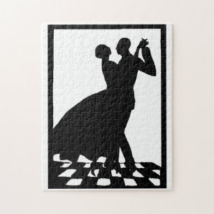 Puzzle pareja de siluetas bailando en la oscuridad