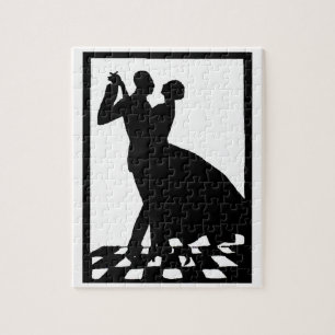 Puzzle pareja de siluetas bailando en la oscuridad
