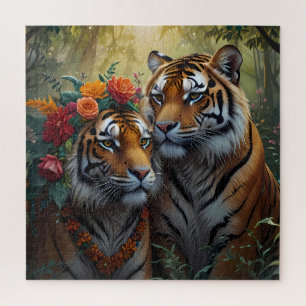Puzzle Pareja de tigres enamorada Vida salvaje y naturale