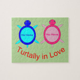Puzzle Pareja de tortuga suave personalizada