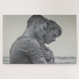Puzzle Pareja gay amorosa - Esbozo de carbón -