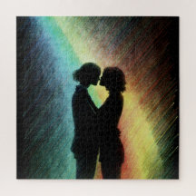 Pareja lesbiana en arcoiris