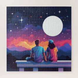 Puzzle Pareja observando las estrellas