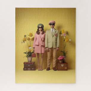 Puzzle Pareja Retro En Amarillo