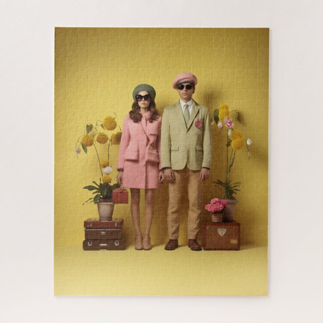 Puzzle Pareja Retro En Amarillo (Vertical)