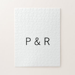 Puzzle Pareja romántica de boda agregar letra inicial de