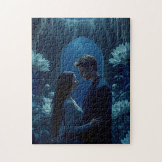 Puzzle Pareja Romántica Soñadora en Jardín Nocturno