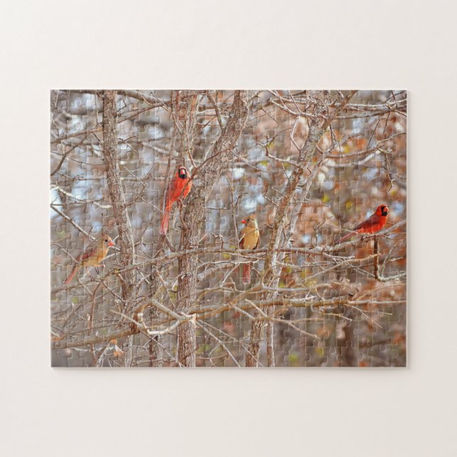 Puzzle Parejas de pájaro cardenales caen en la naturaleza (Horizontal)