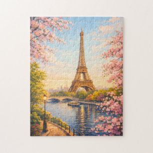 Puzzle París Francia Torre Eiffel Flor de Cerezo Rompecab