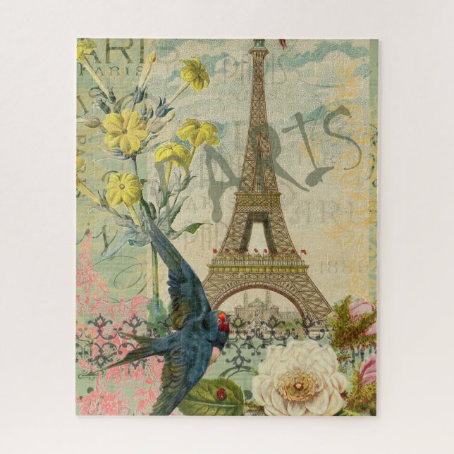 Puzzle París Francia Viaje Viaje Viejo Pintura de Arte An (Vertical)