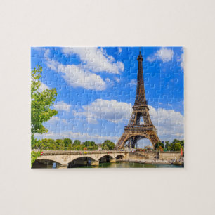 Puzzle París, la Torre Eiffel y el río Sena, Francia.