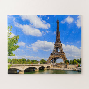 Puzzle París, la Torre Eiffel y el río Sena, Francia.