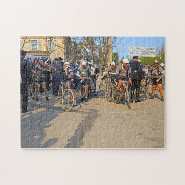 Puzzle París-Niza Ciclistas Auxerre Yonne Francia 1933 (Horizontal)