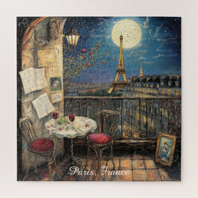 Puzzle París romántico Francia Ilustración Torre Eiffel (Vertical)