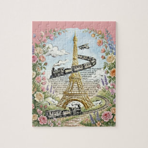 Puzzle París romántico, Torre Eiffel, Arte Francés