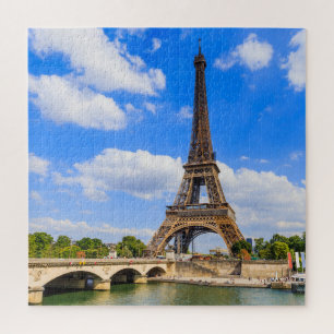 Puzzle París, Torre Eiffel y río Sena, Francia.