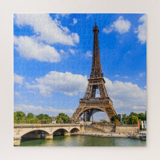 Puzzle París, Torre Eiffel y río Sena, Francia. (Vertical)