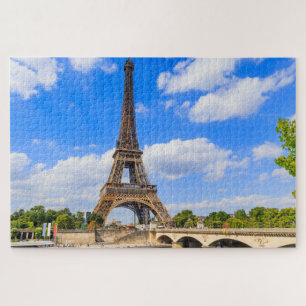 Puzzle París, Torre Eiffel y río Sena, Francia.