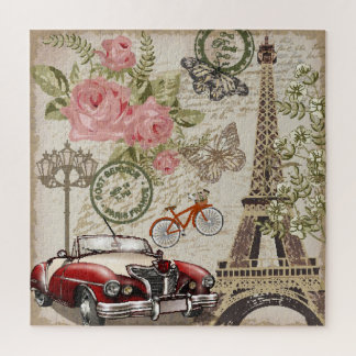 Puzzle Paris Vintage: Estilo Postcard