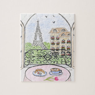 Puzzle París y Torre Eiffel caprichosos pintados a mano