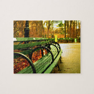 Puzzle Park Bench Central Park en otoño