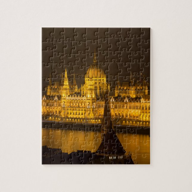 Puzzle Parlamento húngaro Budapest por noche (Vertical)