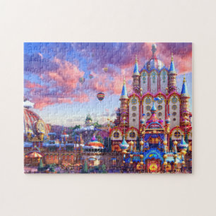 Puzzle Parque de diversiones Magical Castillo y globos de