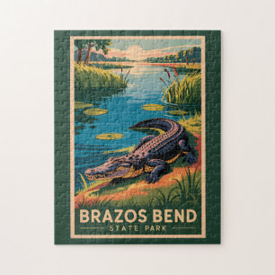 Puzzle Parque Estatal Brazos Bend Arte de Viaje Vintage T