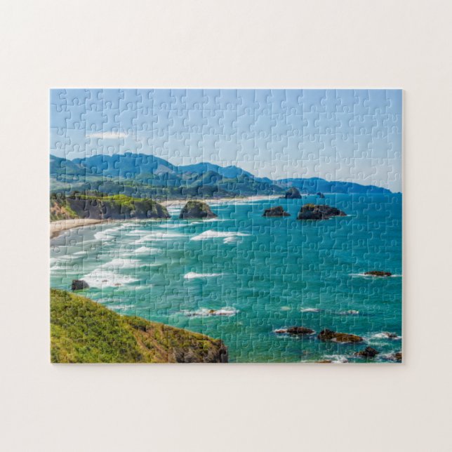 Puzzle Parque Estatal Ecola, Oregón. Panorama de Crescent (Horizontal)