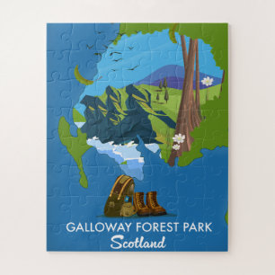 Puzzle parque forestal de Galloway Escocia mapa