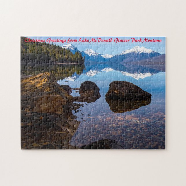 Puzzle Parque glaciar del lago McDonald. Saludos de Navid (Horizontal)