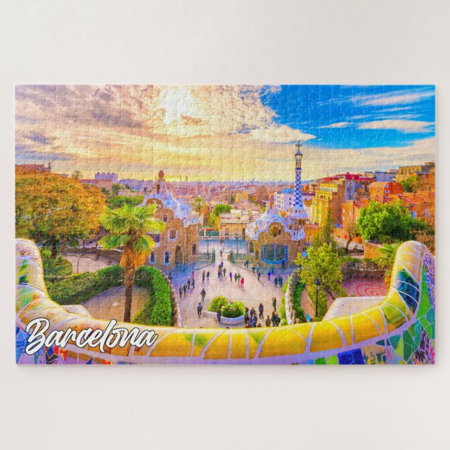 Puzzle Parque Güell, Barcelona, España (Horizontal)