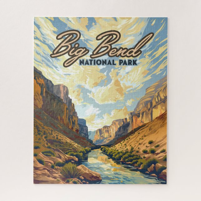 Puzzle Parque nacional Big Bend Retro del desierto de Tex (Vertical)