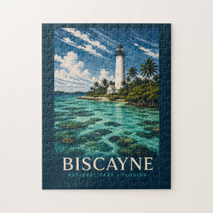 Puzzle Parque Nacional Biscayne Florida Modern Woodblock