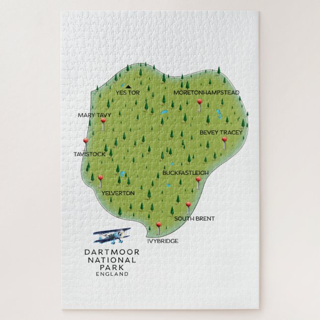 Puzzle Parque nacional Dartmoor Mapa de Inglaterra (Vertical)